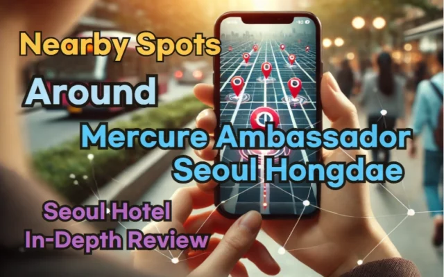 I'll be sharing information about the great restaurants, pubs, self-laundries, convenience stores, pharmacies, hospitals, and police stations located near the 'Mercure Ambassador Seoul Hongdae'.