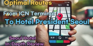 Incheon Airport Terminal 1(ICN T1) to Hotel President Seoul: Naver Map Real-Time Optimal Route