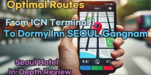 Incheon Airport Terminal 1(ICN T1) to Dormy Inn SEOUL Gangnam: Naver Map Real-Time Optimal Route
