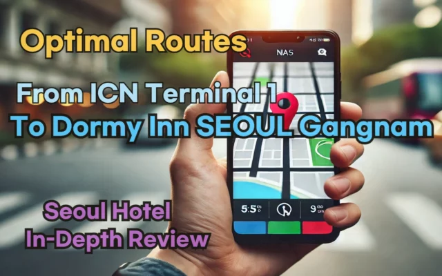 Incheon Airport Terminal 1(ICN T1) to Dormy Inn SEOUL Gangnam: Naver Map Real-Time Optimal Route