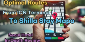 Incheon Airport Terminal 1(ICN T1) to Shilla Stay Mapo: Naver Map Real-Time Optimal Route
