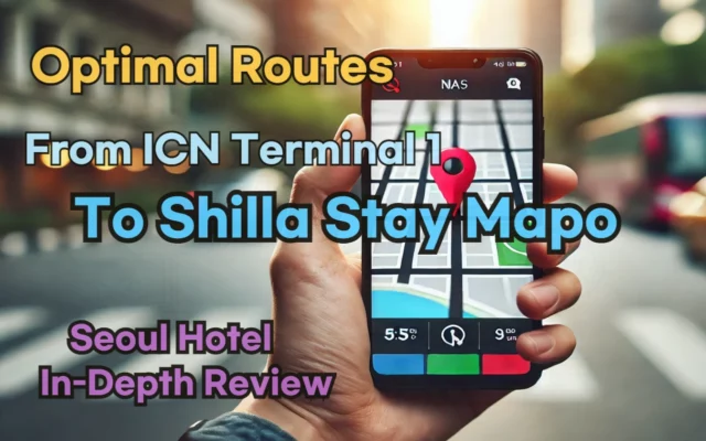 Incheon Airport Terminal 1(ICN T1) to Shilla Stay Mapo: Naver Map Real-Time Optimal Route