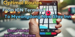 Incheon Airport Terminal 1(ICN T1) to Myeongdong New Stay Inn: Naver Map Real-Time Optimal Route
