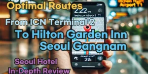 Incheon Airport Terminal 2(ICN T2) to Hilton Garden Inn Seoul Gangnam: Naver Map Real-Time Optimal Route