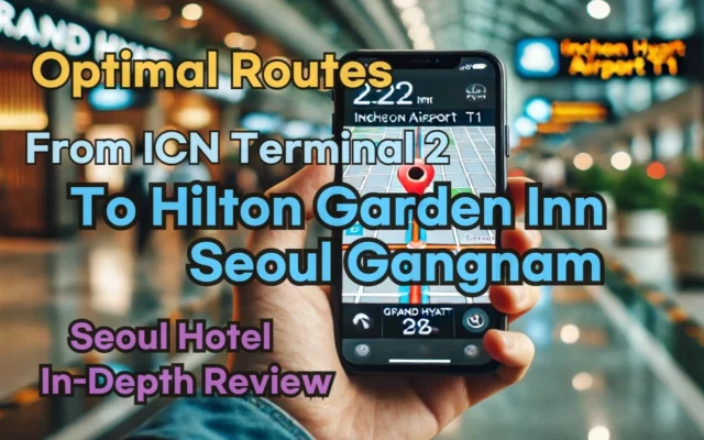 Incheon Airport Terminal 2(ICN T2) to Hilton Garden Inn Seoul Gangnam: Naver Map Real-Time Optimal Route
