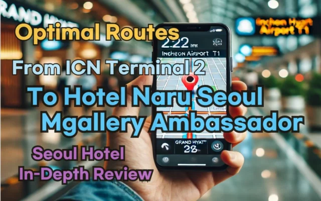 Incheon Airport Terminal 2(ICN T2) to Hotel Naru Seoul Mgallery Ambassador: Naver Map Real-Time Optimal Route