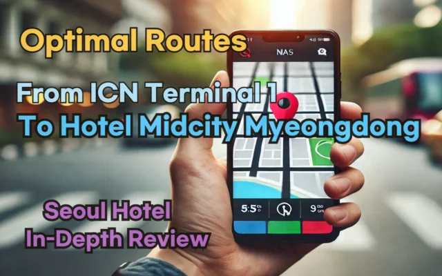 Incheon Airport Terminal 1(ICN T1) to Hotel Midcity Myeongdong: Naver Map Real-Time Optimal Route