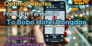 Incheon Airport Terminal 2(ICN T2) to Bobo Hotel Hongdae: Naver Map Real-Time Optimal Route