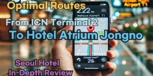Incheon Airport Terminal 2(ICN T2) to Hotel Atrium Jongno: Naver Map Real-Time Optimal Route